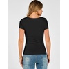 image:imageANRABESS Womens Short Sleeve Double Lined Tops Built in Bra  Square Neck CroppedSlim Fitted Basic Tee Shirts Soft Stretchy Breathable for SummerGoing Out Work Everyday WearBlack