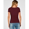 image:imageANRABESS Womens Short Sleeve Double Lined Tops Built in Bra  Square Neck CroppedSlim Fitted Basic Tee Shirts Soft Stretchy Breathable for SummerGoing Out Work Everyday WearBurgundy