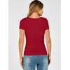 image:imageANRABESS Womens Short Sleeve Double Lined Tops Built in Bra  Square Neck CroppedSlim Fitted Basic Tee Shirts Soft Stretchy Breathable for SummerGoing Out Work Everyday WearRed