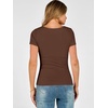 image:imageANRABESS Womens Short Sleeve Double Lined Tops Built in Bra  Square Neck CroppedSlim Fitted Basic Tee Shirts Soft Stretchy Breathable for SummerGoing Out Work Everyday WearBrown
