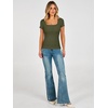 image:imageANRABESS Womens Short Sleeve Double Lined Tops Built in Bra  Square Neck CroppedSlim Fitted Basic Tee Shirts Soft Stretchy Breathable for SummerGoing Out Work Everyday WearArmy Green