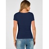 image:imageANRABESS Womens Short Sleeve Double Lined Tops Built in Bra  Square Neck CroppedSlim Fitted Basic Tee Shirts Soft Stretchy Breathable for SummerGoing Out Work Everyday WearNavy Blue