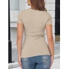 image:imageANRABESS Womens Short Sleeve Top Built in Bra TShirt  Crew NeckSoft Stretchy Breathable RibbedSlim Fit Basic tee ShirtsCasual Summer Vacation Daily Going Out WearBeige