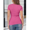 image:imageANRABESS Womens Short Sleeve Top Built in Bra TShirt  Crew NeckSoft Stretchy Breathable RibbedSlim Fit Basic tee ShirtsCasual Summer Vacation Daily Going Out WearHot Pink