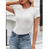 image:imageANRABESS Womens Short Sleeve Top Built in Bra TShirt  Crew NeckSoft Stretchy Breathable RibbedSlim Fit Basic tee ShirtsCasual Summer Vacation Daily Going Out WearWhite