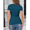 image:imageANRABESS Womens Short Sleeve Top Built in Bra TShirt  Crew NeckSoft Stretchy Breathable RibbedSlim Fit Basic tee ShirtsCasual Summer Vacation Daily Going Out WearTeal