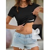 image:imageANRABESS Womens Short Sleeve Top Built in Bra TShirt  Crew NeckSoft Stretchy Breathable RibbedSlim Fit Basic tee ShirtsCasual Summer Vacation Daily Going Out WearBlack
