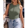 image:imageANRABESS Womens Sleeveless Henley High Neck Tank Top  Ribbed Slim Fit Shirts Racerback Summer Casual Daily Life amp Workouts Beach Vacation ClothesArmy Green