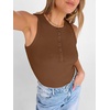 image:imageANRABESS Womens Sleeveless Henley High Neck Tank Top  Ribbed Slim Fit Shirts Racerback Summer Casual Daily Life amp Workouts Beach Vacation ClothesBrown