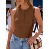 image:imageANRABESS Womens Sleeveless Henley High Neck Tank Top  Ribbed Slim Fit Shirts Racerback Summer Casual Daily Life amp Workouts Beach Vacation ClothesBrown