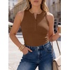 image:imageANRABESS Womens Sleeveless Henley High Neck Tank Top  Ribbed Slim Fit Shirts Racerback Summer Casual Daily Life amp Workouts Beach Vacation ClothesBrown