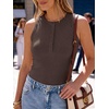 image:imageANRABESS Womens Sleeveless Henley High Neck Tank Top  Ribbed Slim Fit Shirts Racerback Summer Casual Daily Life amp Workouts Beach Vacation ClothesCoffee