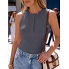 image:imageANRABESS Womens Sleeveless Henley High Neck Tank Top  Ribbed Slim Fit Shirts Racerback Summer Casual Daily Life amp Workouts Beach Vacation ClothesDeep Gray