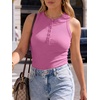 image:imageANRABESS Womens Sleeveless Henley High Neck Tank Top  Ribbed Slim Fit Shirts Racerback Summer Casual Daily Life amp Workouts Beach Vacation ClothesHot Pink