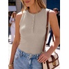 image:imageANRABESS Womens Sleeveless Henley High Neck Tank Top  Ribbed Slim Fit Shirts Racerback Summer Casual Daily Life amp Workouts Beach Vacation ClothesKhaki
