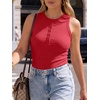 image:imageANRABESS Womens Sleeveless Henley High Neck Tank Top  Ribbed Slim Fit Shirts Racerback Summer Casual Daily Life amp Workouts Beach Vacation ClothesRed