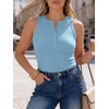 image:imageANRABESS Womens Sleeveless Henley High Neck Tank Top  Ribbed Slim Fit Shirts Racerback Summer Casual Daily Life amp Workouts Beach Vacation ClothesSky Blue