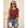 image:imageANRABESS Womens Tank Top Waffle Knit Sleeveless Henley Shirts 2026 Summer Loose Button Up V Neck Dressy Casual Tops ClothesBirck Red