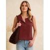 image:imageANRABESS Womens Tank Top Waffle Knit Sleeveless Henley Shirts 2026 Summer Loose Button Up V Neck Dressy Casual Tops ClothesBirck Red