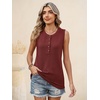 image:imageANRABESS Womens Tank Top Waffle Knit Sleeveless Henley Shirts 2026 Summer Loose Button Up V Neck Dressy Casual Tops ClothesBirck Red