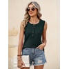 image:imageANRABESS Womens Tank Top Waffle Knit Sleeveless Henley Shirts 2026 Summer Loose Button Up V Neck Dressy Casual Tops ClothesDeep Green