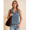 image:imageANRABESS Womens Tank Top Waffle Knit Sleeveless Henley Shirts 2026 Summer Loose Button Up V Neck Dressy Casual Tops ClothesDusty Blue