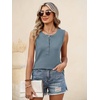 image:imageANRABESS Womens Tank Top Waffle Knit Sleeveless Henley Shirts 2026 Summer Loose Button Up V Neck Dressy Casual Tops ClothesDusty Blue