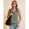 image:imageANRABESS Womens Tank Top Waffle Knit Sleeveless Henley Shirts 2026 Summer Loose Button Up V Neck Dressy Casual Tops ClothesGray Green