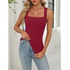 image:imageANRABESS Womens Tank Tops Square Neck Thick Straps Sleeveless Summer Slim Fit Shirts Knit Basic Tee Work amp Vacation ClothesBurgundy