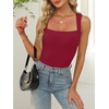 image:imageANRABESS Womens Tank Tops Square Neck Thick Straps Sleeveless Summer Slim Fit Shirts Knit Basic Tee Work amp Vacation ClothesBurgundy