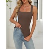 image:imageANRABESS Womens Tank Tops Square Neck Thick Straps Sleeveless Summer Slim Fit Shirts Knit Basic Tee Work amp Vacation ClothesCoffee