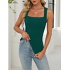 image:imageANRABESS Womens Tank Tops Square Neck Thick Straps Sleeveless Summer Slim Fit Shirts Knit Basic Tee Work amp Vacation ClothesForest Green