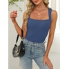 image:imageANRABESS Womens Tank Tops Square Neck Thick Straps Sleeveless Summer Slim Fit Shirts Knit Basic Tee Work amp Vacation ClothesGray Blue