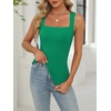 image:imageANRABESS Womens Tank Tops Square Neck Thick Straps Sleeveless Summer Slim Fit Shirts Knit Basic Tee Work amp Vacation ClothesGreen