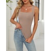 image:imageANRABESS Womens Tank Tops Square Neck Thick Straps Sleeveless Summer Slim Fit Shirts Knit Basic Tee Work amp Vacation ClothesLight Khaki