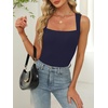 image:imageANRABESS Womens Tank Tops Square Neck Thick Straps Sleeveless Summer Slim Fit Shirts Knit Basic Tee Work amp Vacation ClothesNavy Blue