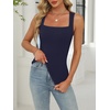 image:imageANRABESS Womens Tank Tops Square Neck Thick Straps Sleeveless Summer Slim Fit Shirts Knit Basic Tee Work amp Vacation ClothesNavy Blue