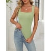 image:imageANRABESS Womens Tank Tops Square Neck Thick Straps Sleeveless Summer Slim Fit Shirts Knit Basic Tee Work amp Vacation ClothesPea Green