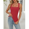 image:imageANRABESS Womens Tank Tops Square Neck Thick Straps Sleeveless Summer Slim Fit Shirts Knit Basic Tee Work amp Vacation ClothesRed
