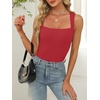 image:imageANRABESS Womens Tank Tops Square Neck Thick Straps Sleeveless Summer Slim Fit Shirts Knit Basic Tee Work amp Vacation ClothesRed