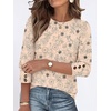 image:imageANRABESS Womens Tops 34 Sleeve Dressy Casual Blouses with Buttons Summer Eyelet Business Shirts Tunics 2026 Spring ClothesBeige Floral