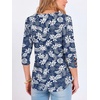 image:imageANRABESS Womens Tops 34 Sleeve Dressy Casual Blouses with Buttons Summer Eyelet Business Shirts Tunics 2026 Spring ClothesDeep Blue White Floral