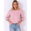 image:imageANRABESS Womens Tops 34 Sleeve Dressy Casual Blouses with Buttons Summer Eyelet Business Shirts Tunics 2026 Spring ClothesPink White Dot