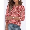 image:imageANRABESS Womens Tops 34 Sleeve Dressy Casual Blouses with Buttons Summer Eyelet Business Shirts Tunics 2026 Spring ClothesRed White Floral