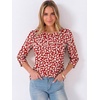 image:imageANRABESS Womens Tops 34 Sleeve Dressy Casual Blouses with Buttons Summer Eyelet Business Shirts Tunics 2026 Spring ClothesRed White Floral