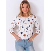 image:imageANRABESS Womens Tops 34 Sleeve Dressy Casual Blouses with Buttons Summer Eyelet Business Shirts Tunics 2026 Spring ClothesWhite Colorful Floral
