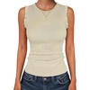 image:imageANRABESS Ribbed Tank Tops for Women Ruffle Style  Crew Neck Sleeveless Sweater Vest Business Casual Cute Shirts Comfort Breathable SkinFriendly OutfitsBeige