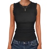 image:imageANRABESS Ribbed Tank Tops for Women Ruffle Style  Crew Neck Sleeveless Sweater Vest Business Casual Cute Shirts Comfort Breathable SkinFriendly OutfitsBlack