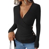 image:imageANRABESS Women Long Sleeve V Neck Shirts  Comfy Soft Sexy SweaterSlim Fit Wrap Top Daily Work Office Vacation Outfits Casual Dressy Spring Fall WinterBlack