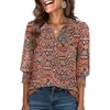 image:imageANRABESS Womens 34 Sleeve Henley Blouse Soft V Neck Top for Dressy Casual Work amp Business Office WearBohemian Orange